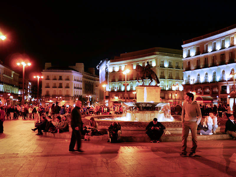 Madrid Puerta Del Sol Nuit